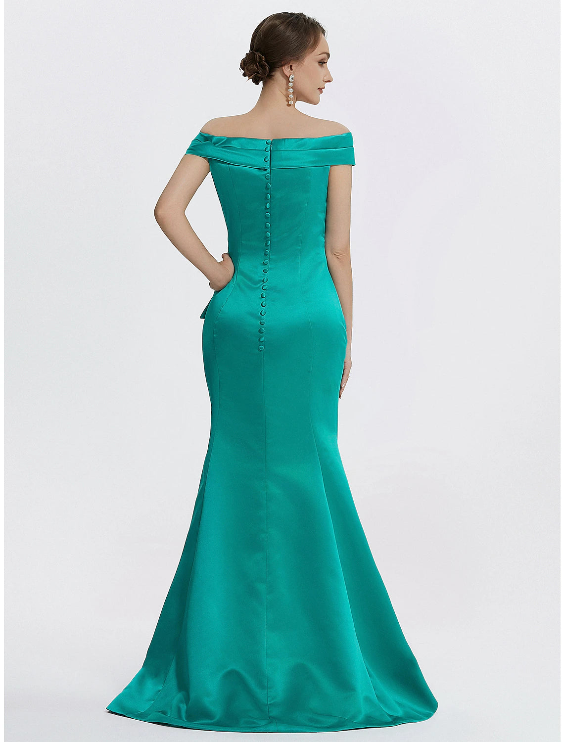 Etuikleid/Säulenkleid Abendkleid Elegantes Kleid Formal Bodenlang Ärmellos Schulterfrei Satin mit Rüschen